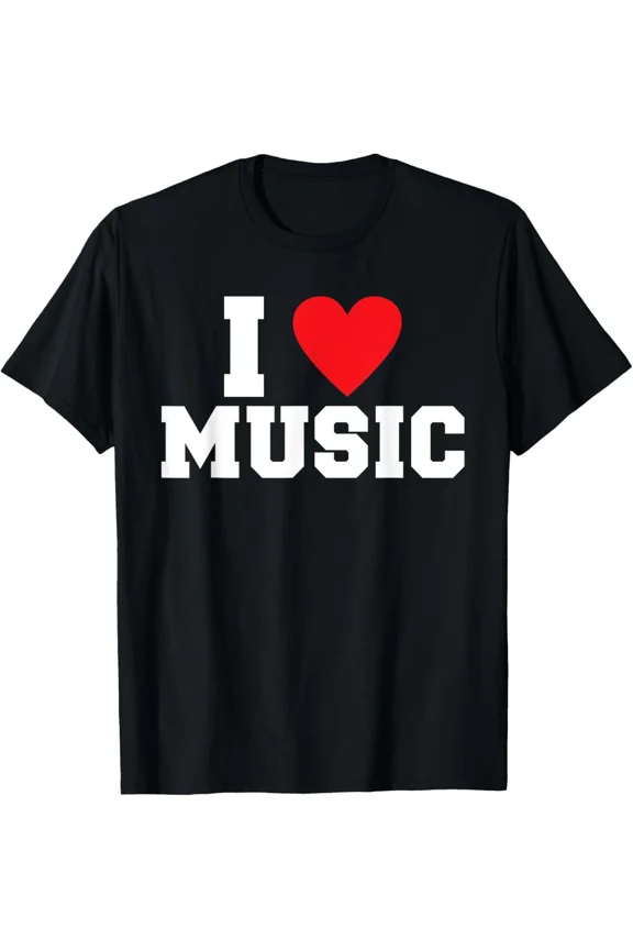 I Love Music Musical Note Melodic Hobbyist Graphic Apparel NG812 Unisex T-Shirt, S-5XL