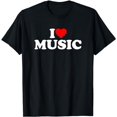 thumbnail image 1 of I Love Music Shirt Music Lover Shirt I Heart Music T-Shirt, 1 of 5