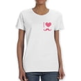 thumbnail image 1 of I Love Mustache Women White T-Shirt, Female Large, 1 of 4