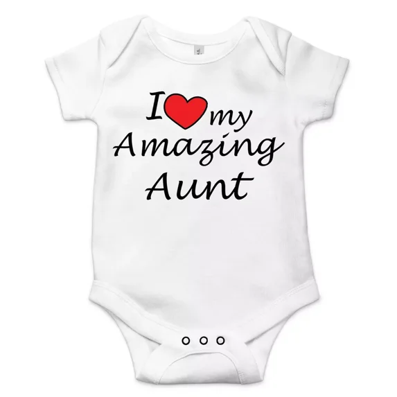 I Love My Amazing Aunt Best Shower Gift Cute Funny Infant Message Baby Bodysuit Cute Baby Onesie, BABY BODYSUIT LAT 4424