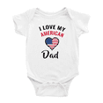 thumbnail image 1 of I Love My American Dad Heart Flag Cute Baby Romper Bodysuit For Boy Girl (White, 18-24 Months), 1 of 5