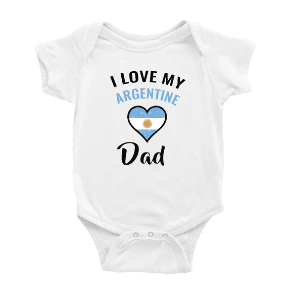 I Love My Argentine Dad Heart Flag Baby Bodysuits Newborn Clothes (White, 0-3 Months)