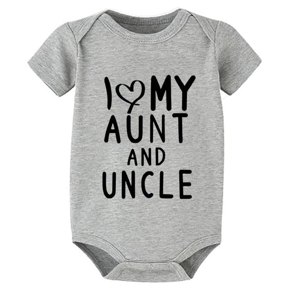 I Love My Aunt And Uncle Newborn Baby Boy Outfit Short Sleeve Neutral Romper Baby White Baby Romper 0-3 Months