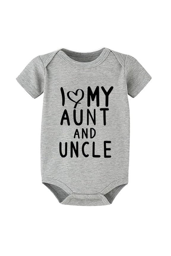 I Love My Aunt And Uncle Newborn Suit Romper Short Sleeve Cute Baby Romper White Funny Onsies0-3 Months