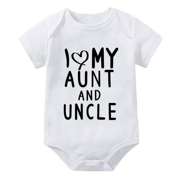 I Love My Aunt And Uncle Newborn White Outfit Girl Short Sleeve Cute Newborns Outfits White 0-3 Months Baby Boy Clothes