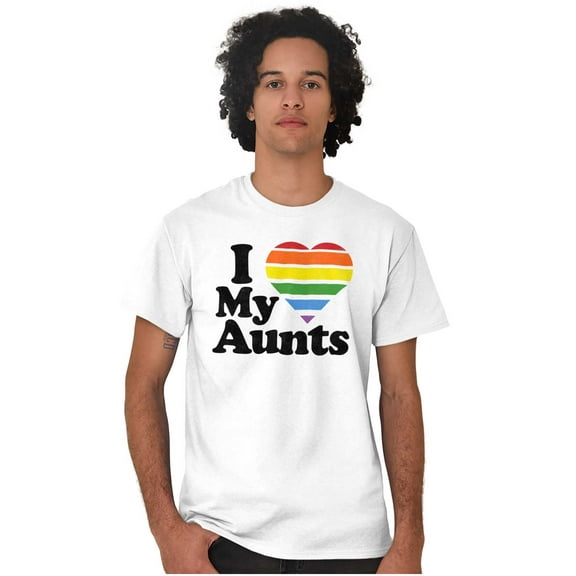 I Love My Aunts LGBTQ Gay Pride Men's Graphic T Shirt Tees Brisco Brands S