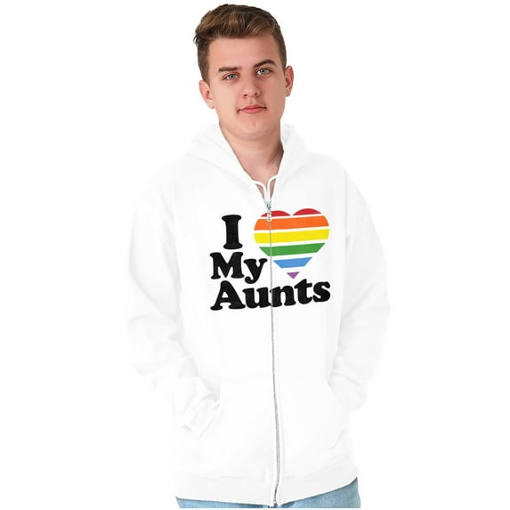 I Love My Aunts LGBTQ Gay Pride Unisex Fleece Graphic Zip Up Hoodie Brisco Brands 3X