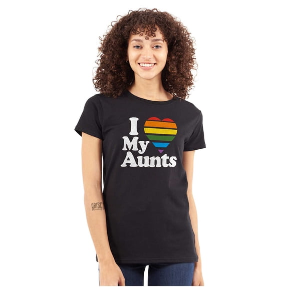 I Love My Aunts LGBTQ Gay Pride Womens Slim Fit Graphic Tee Brisco Brands S