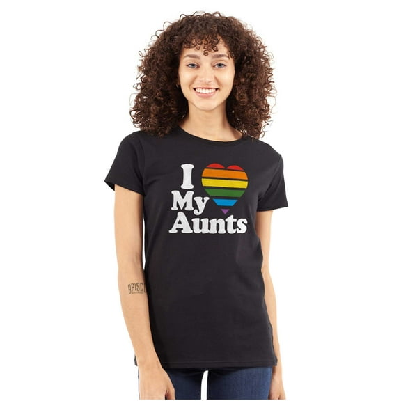 I Love My Aunts LGBTQ Gay Pride Womens Slim Fit Graphic Tee Brisco Brands S