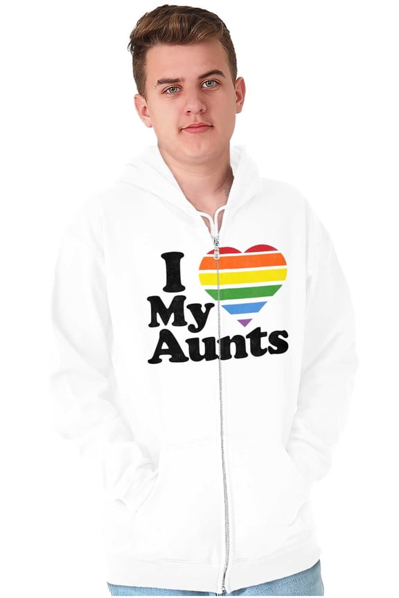 I Love My Aunts LGBTQ Gay Pride Zip Up Hoodie Men's Women's Brisco Brands S