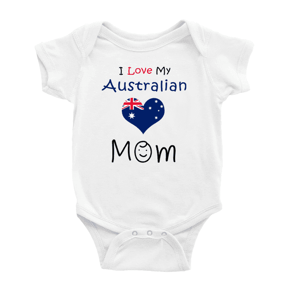 I Love My Australian Mom Baby Bodysuit Baby Clothes (White, 0-3 Months)