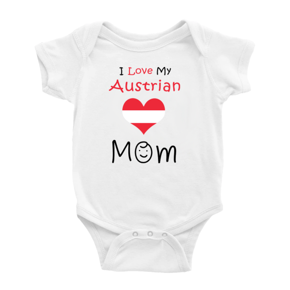 I Love My Austrian Mom Baby Romper Bodysuit For Boy Girl (White, 6-12 Months)