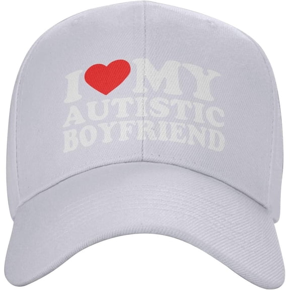 I Love My Autistic Boyfriend Trucker Hat Men Women Baseball Cap Dad Hat Adjustable Black