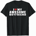 thumbnail image 1 of I Love My Awesome Boyfriend Heart Funny Couples Girlfriend T-Shirt, 1 of 5