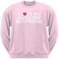 thumbnail image 1 of I Love My Awesome Boyfriend Light Pink Adult Crew Neck Sweatshirt - Large, 1 of 1