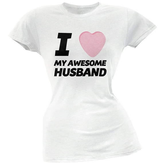 I Love My Awesome Husband Candy Heart White Soft Juniors T-Shirt - 2X-Large