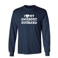 thumbnail image 1 of I Love My Awesome Husband Sarcastic Novelty Gift Idea Adult Humor Funny Men's Long Sleeve Shirts, 1 of 3