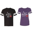 thumbnail image 1 of I Love My Awesome Husband Wife Matching Couple Cotton Jerseys (Men Black / Women Purple) (Men M / Women S), 1 of 3