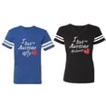 thumbnail image 1 of I Love My Awesome Husband Wife Matching Couple Cotton Jerseys (Men Royal / Women Black) (Men XL / Women S), 1 of 3