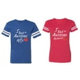 thumbnail image 1 of I Love My Awesome Husband Wife Matching Couple Cotton Jerseys (Men Royal / Women Red) (Men XXL / Women S), 1 of 3