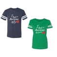 thumbnail image 1 of I Love My Awesome Husband Wife Unisex Couple Matching Cotton Jersey style T-Shirt Contrasting stripes on sleeves (Men Navy / Women Green) (Men XL / Women S), 1 of 3