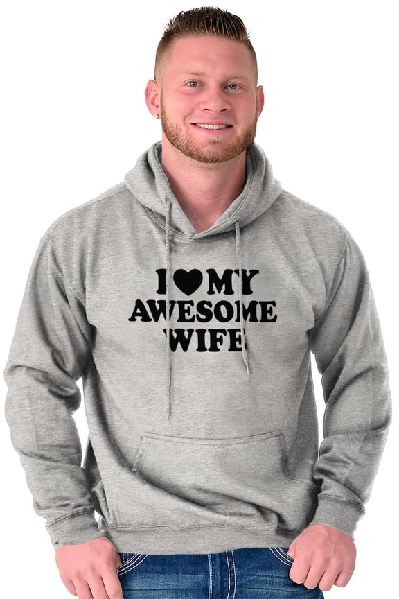 I Love My Awesome Wife Cute Husband Hoodie Hooded Sweatshirt Men Brisco Brands S