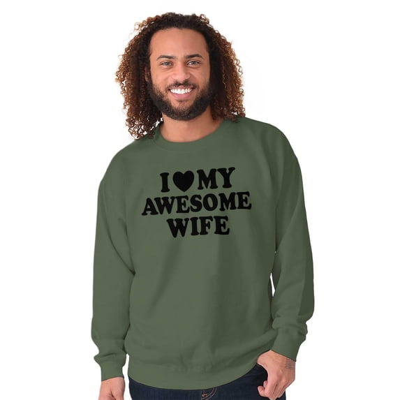 I Love My Awesome Wife Cute Husband Men's Big & Tall Crewneck Sweatshirt Brisco Brands 4X