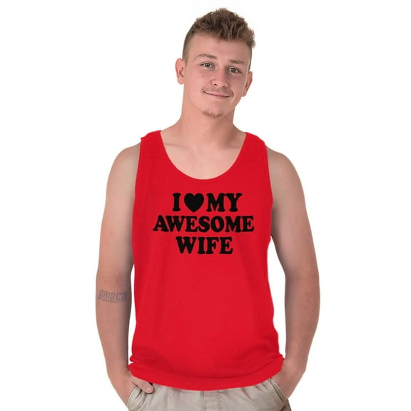 I Love My Awesome Wife Cute Husband Mens Big & Tall Graphic Tank Top Brisco Brands 3X
