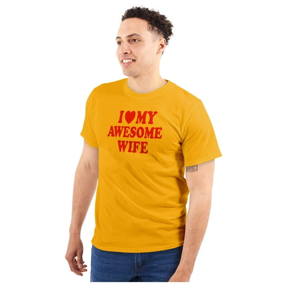I Love My Awesome Wife Cute Husband Men's Big & Tall Crewneck Graphic Tee Brisco Brands 4X