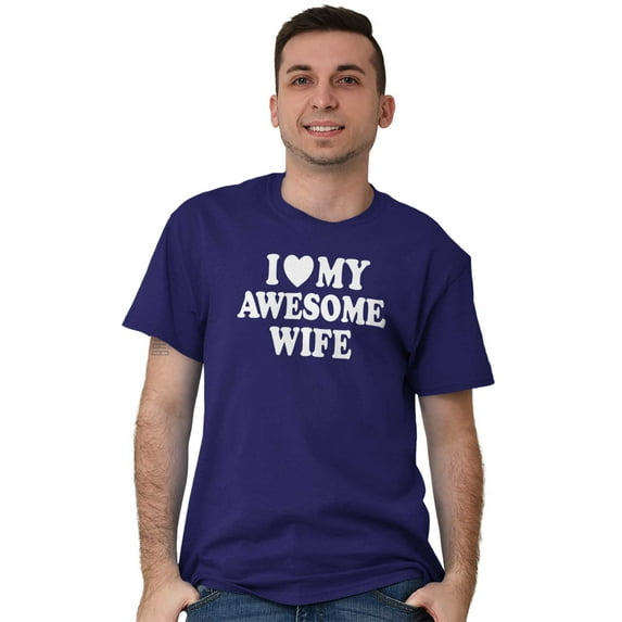 I Love My Awesome Wife Cute Husband Men's Graphic T Shirt Tees Brisco Brands S