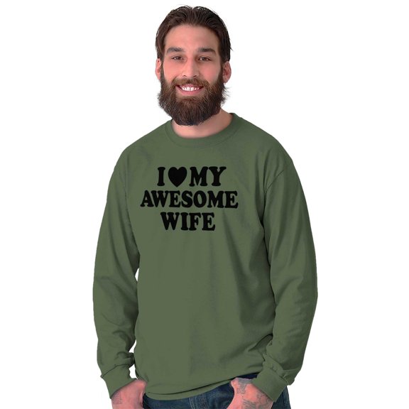 I Love My Awesome Wife Cute Husband Men's Long Sleeve Tee T Shirt Brisco Brands X