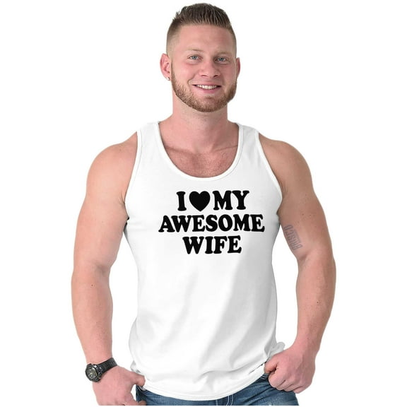 I Love My Awesome Wife Cute Husband Mens Big & Tall Graphic Tank Top Brisco Brands 2X