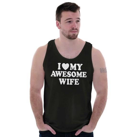 I Love My Awesome Wife Cute Husband Tank Top Sleeveless Tee Men Brisco Brands M