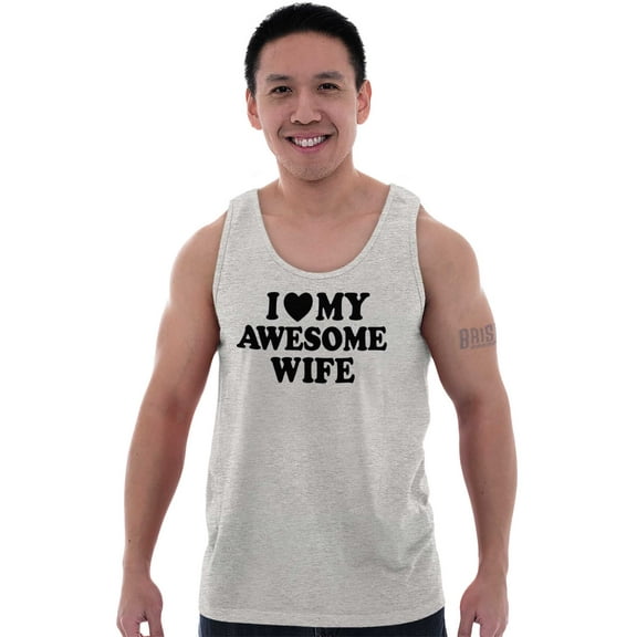I Love My Awesome Wife Cute Husband Tank Top Sleeveless Tee Men Brisco Brands S