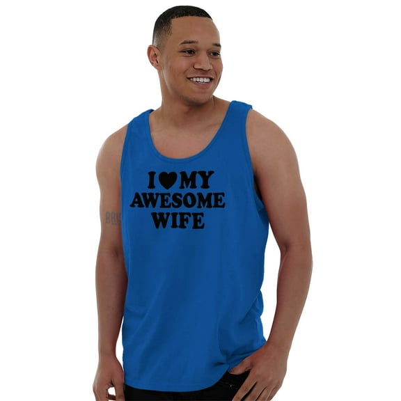 I Love My Awesome Wife Cute Husband Tank Top Sleeveless Tee Men Brisco Brands S