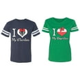 thumbnail image 1 of I Love My BF GF Matching Couple Cotton Jerseys (Men Navy / Women Green) (Men L / Women S), 1 of 3