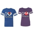thumbnail image 1 of I Love My BF GF Matching Couple Cotton Jerseys (Men Royal / Women Purple) (Men XL / Women M), 1 of 3