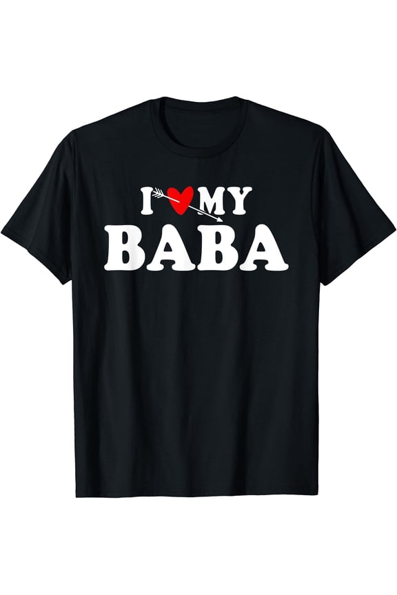 I Love My Baba with Heart Fathers day Wear for Kids Boy Girl T-Shirt