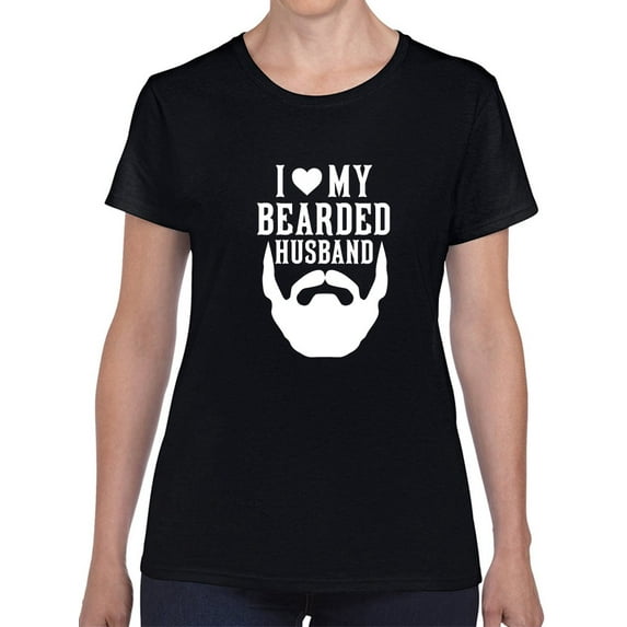 I Love My Bearded Husband Graphic Women Black T-Shirt, Female Small