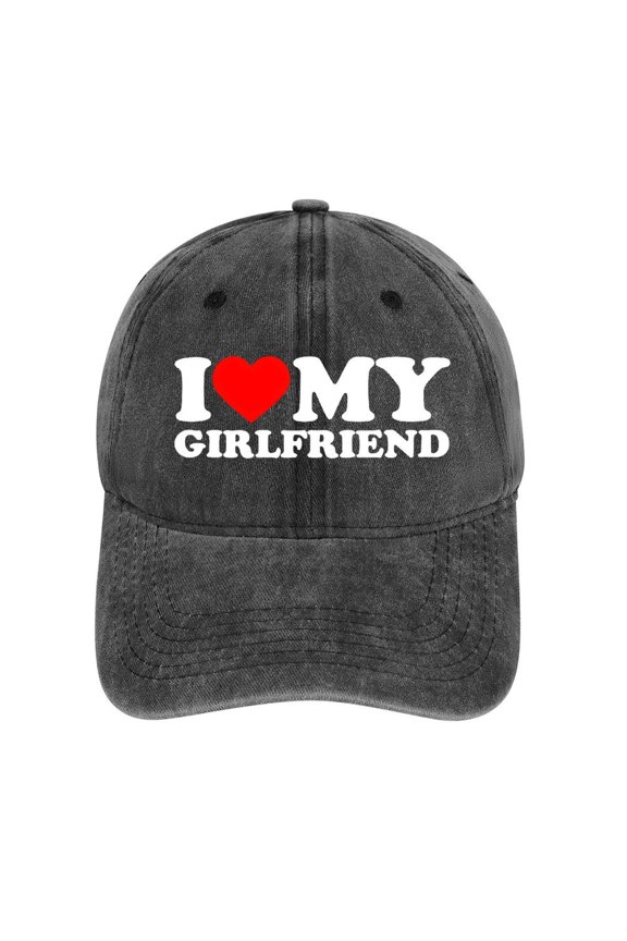 I Love My Beautiful Girlfriend Charcoal Baseball Cap for Men Women, Adjustable Snapback Hats Cotton Hat