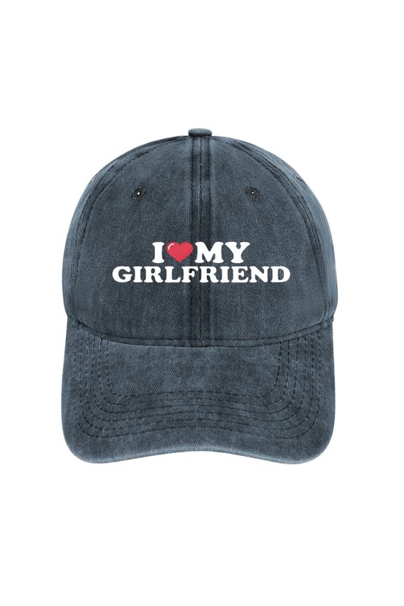 I Love My Beautiful Girlfriend Navy Baseball Cap for Men Women, Adjustable Snapback Hats Cotton Hat