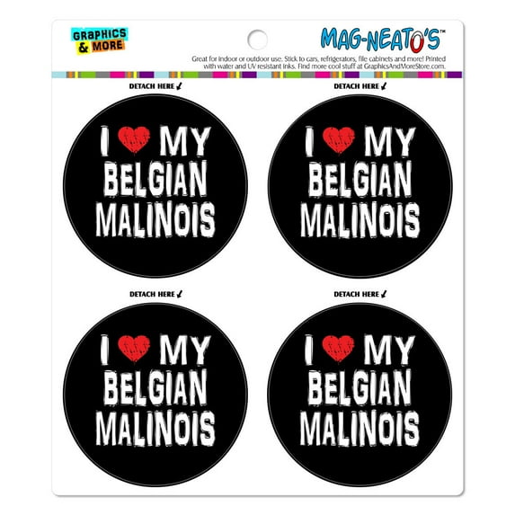 I Love My Belgian Malinois Stylish MAG-NEATO'S(TM) Car/Refrigerator Magnet Set