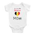 thumbnail image 1 of I Love My Belgian Mom Cute Baby Bodysuit Romper (White, 0-3 Months), 1 of 5