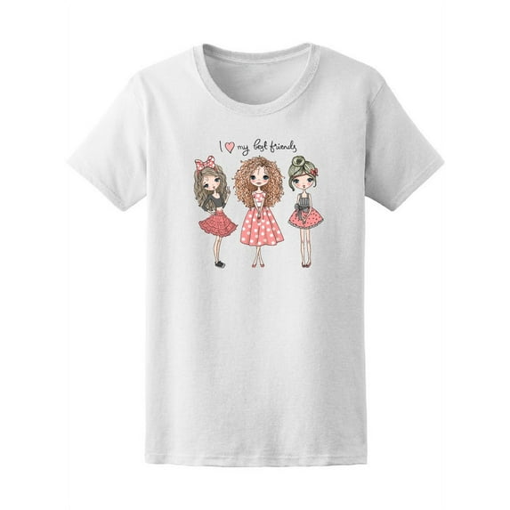 I Love My Best Friends Girls T-Shirt Women -Image by Shutterstock, Female Large