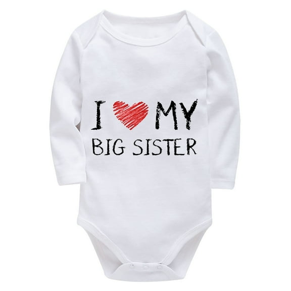I Love My Big Sisters Cute Newborn Girl Outfits Long Sleeve Girl Onsie White 0-3 Months Baby Clothes
