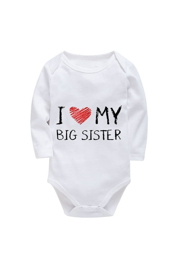 I Love My Big Sisters Newborn Girls Clothes Long Sleeve Cute Newborn Boy Outfits White Baby Boy Coming Home Outfit Summer