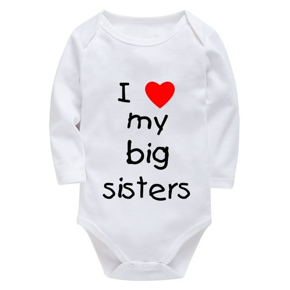 I Love My Big Sisters Newborn Outfits Unisex Long Sleeve Going Home Newborn Outfit Girl White Baby Boy Coming Home Outfit Bo