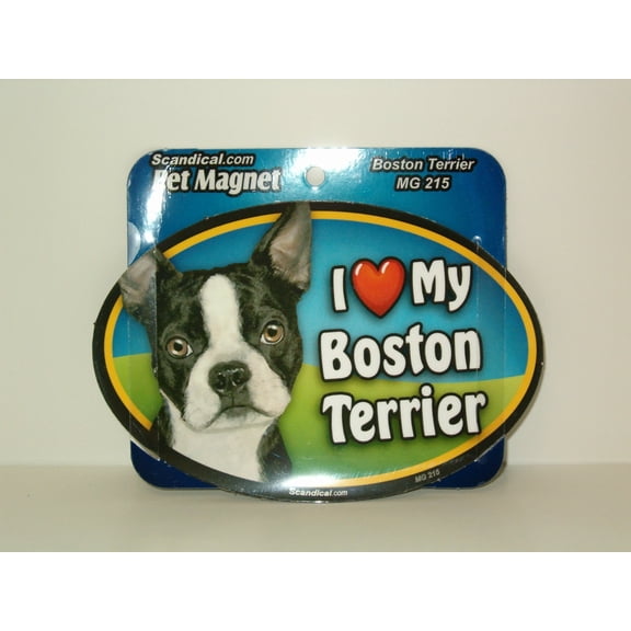 Scandical I Love My Boston Terrier Oval Dog Magnet 6 x 4 in, Full Color