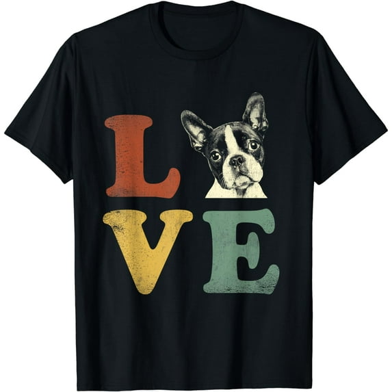 I Love My Boston Terrier Shirt For Dog Lovers Retro T-Shirt