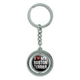 thumbnail image 1 of I Love My Boston Terrier Stylish Spinning Circle Metal Keychain, 1 of 1